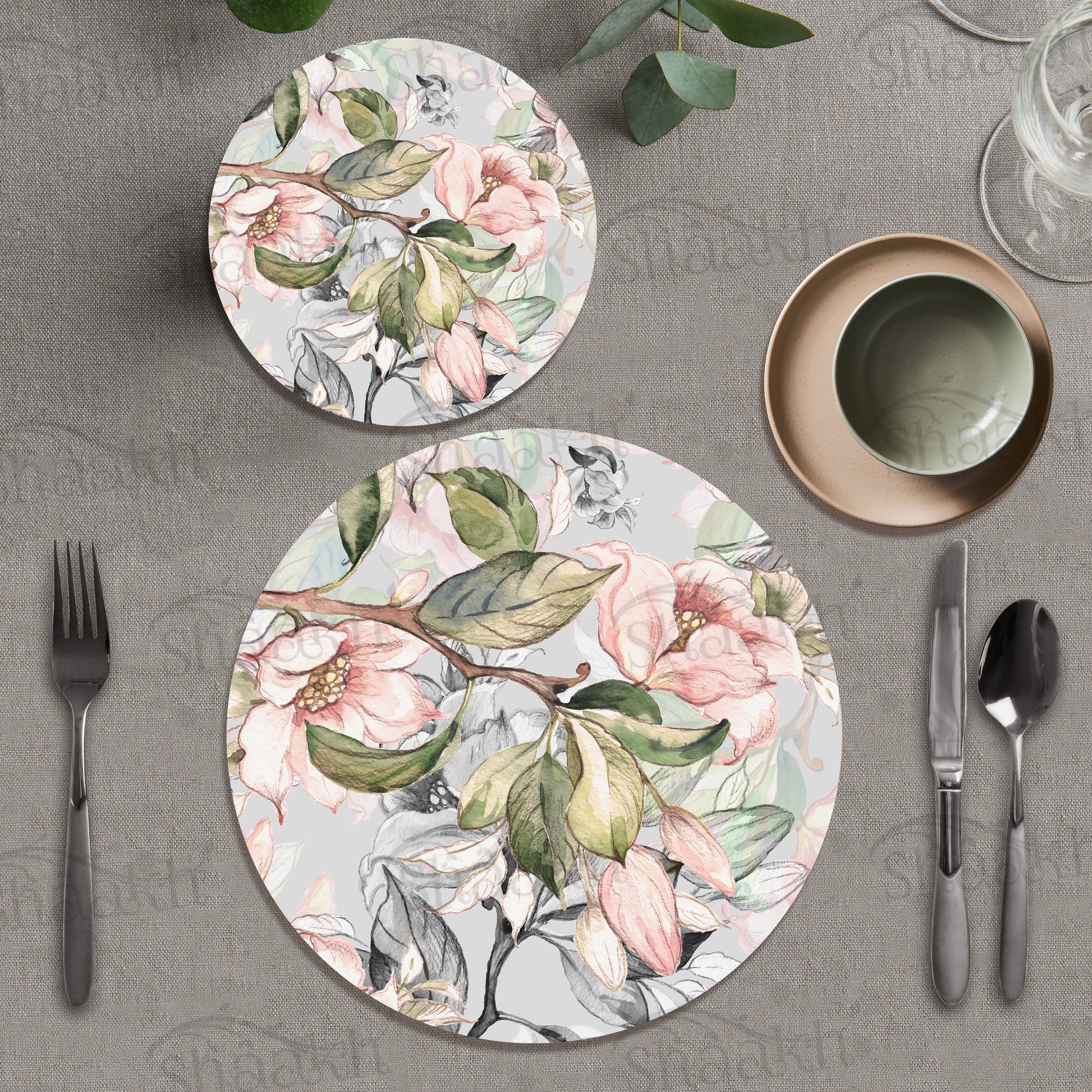 Spring Branches (Pale Blue) Coordinated Set — coordinated dining set by Shaakh, handcrafted in India