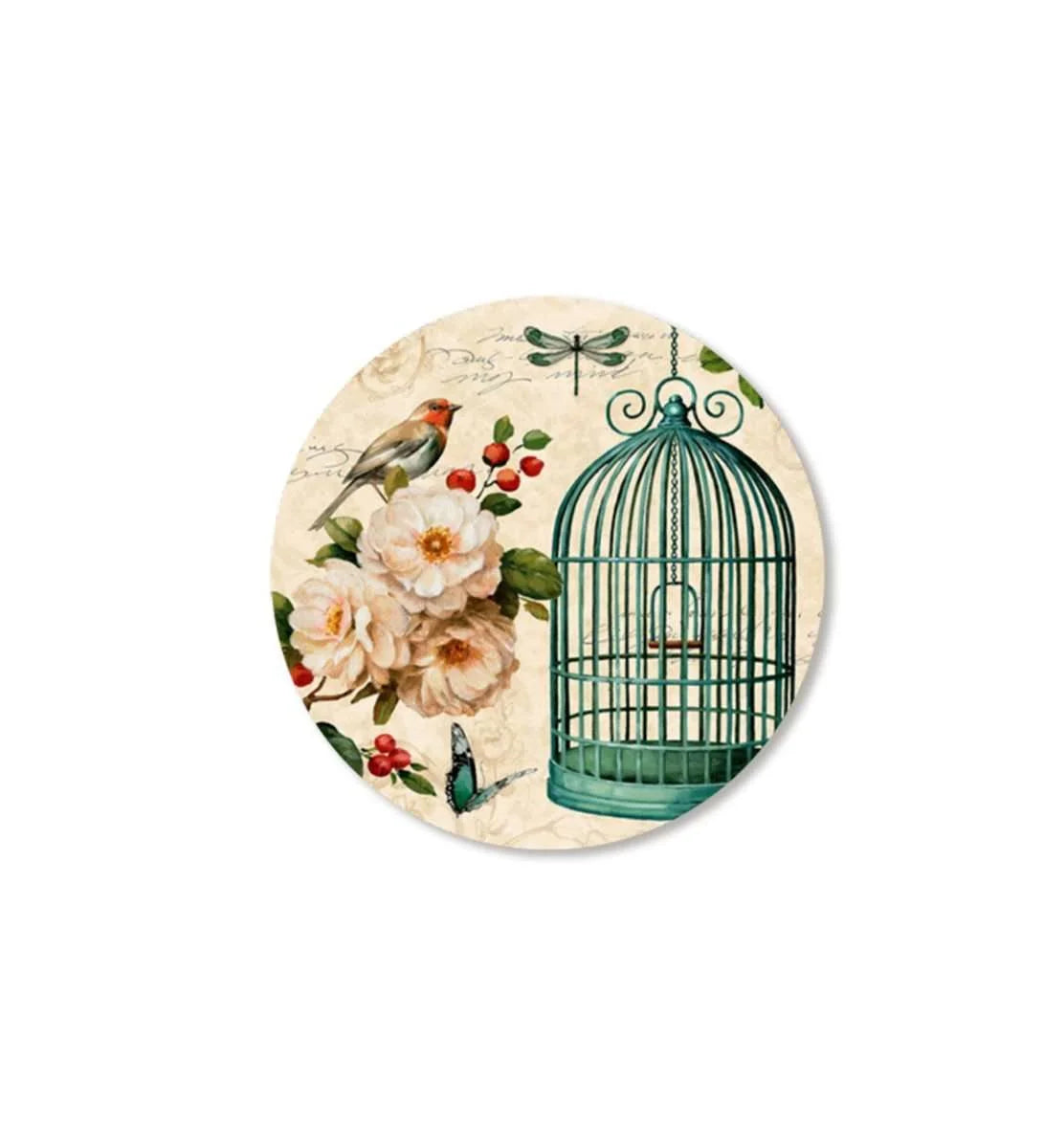 Vintage bird cage wall plate -Green | RWA 001