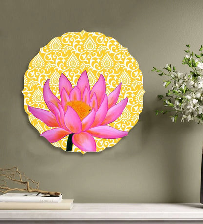 Pink Lotus Wall Plate- Yellow | RWA 005