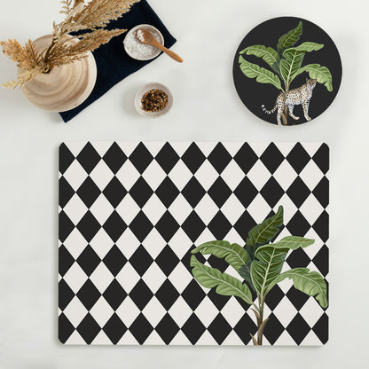 "Alone Palm" Coordinated Set | TWC 108 (8 Mats, 4 Trivets)