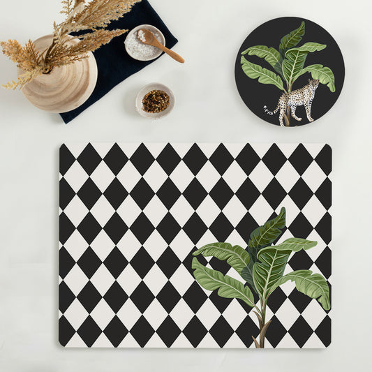 "Alone Palm" Coordinated Set | TWC 108 (8 Mats, 4 Trivets)