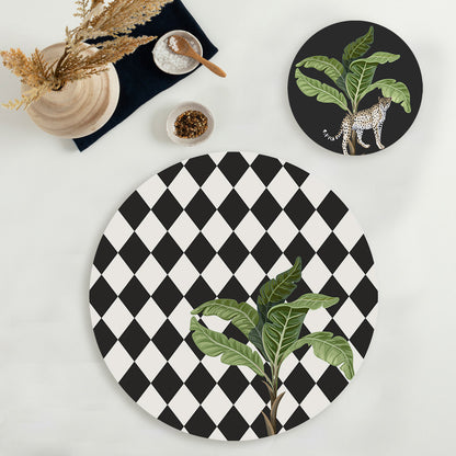 "Alone Palm" Coordinated Set | TWC 108 (8 Mats, 4 Trivets)