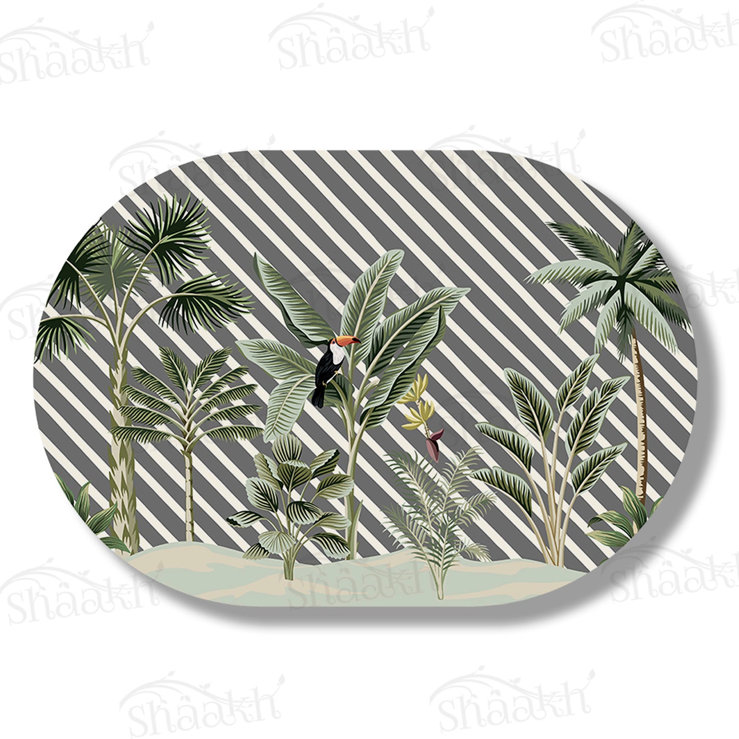 Evergreen Tropical Table Mats — botanical design table mat set by Shaakh, handcrafted in India