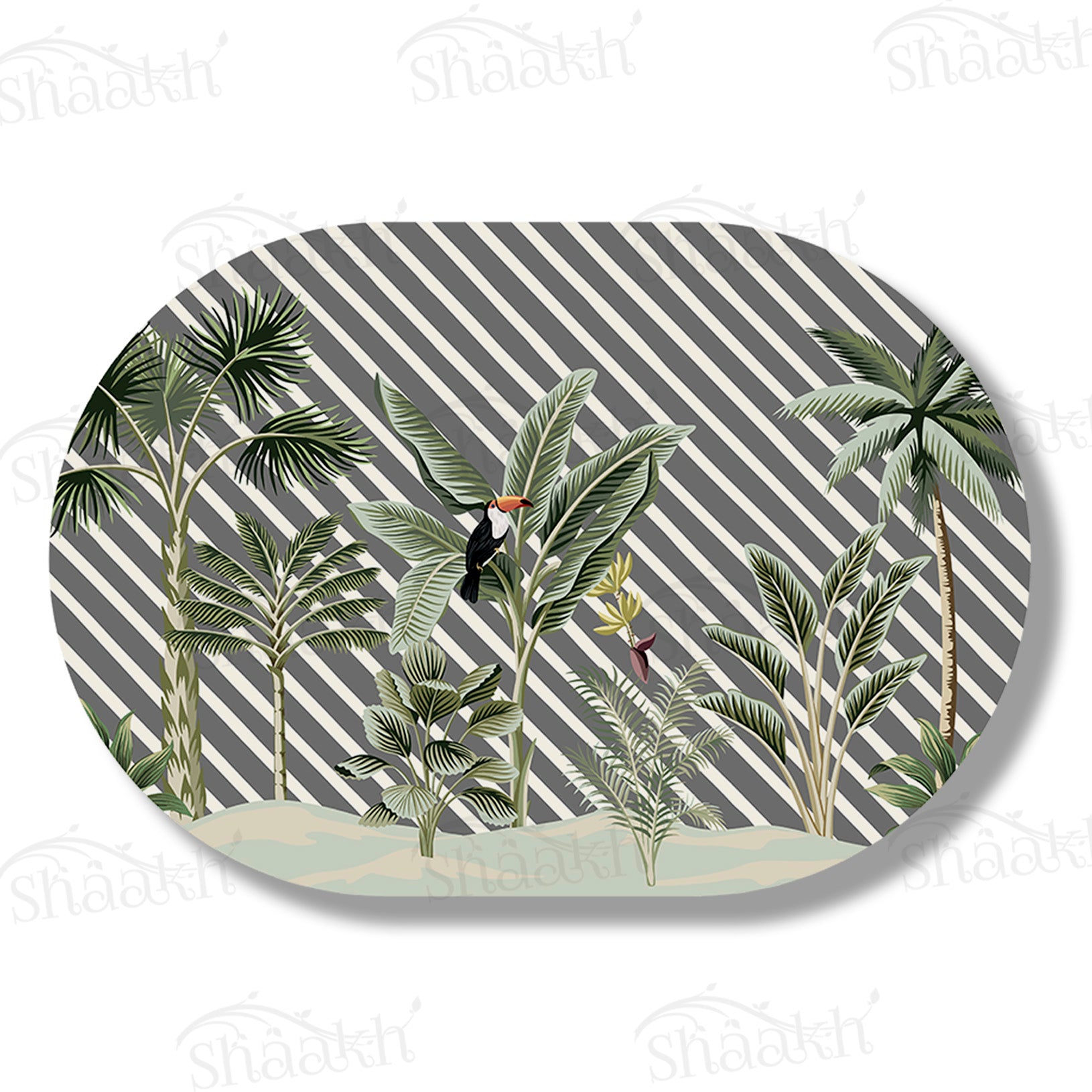 Evergreen Tropical Table Mats — botanical design table mat set by Shaakh, handcrafted in India