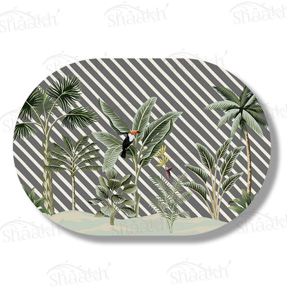 Evergreen Tropical Table Mats — botanical design table mat set by Shaakh, handcrafted in India