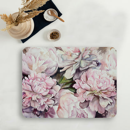 watercolor peonies Table Mat — table mat set by Shaakh, handcrafted in India
