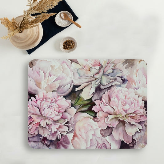 watercolor peonies Table Mat — table mat set by Shaakh, handcrafted in India