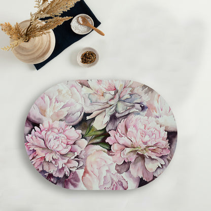 watercolor peonies Table Mat — table mat set by Shaakh, handcrafted in India