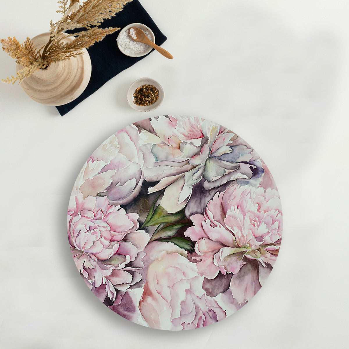 watercolor peonies Table Mat — table mat set by Shaakh, handcrafted in India