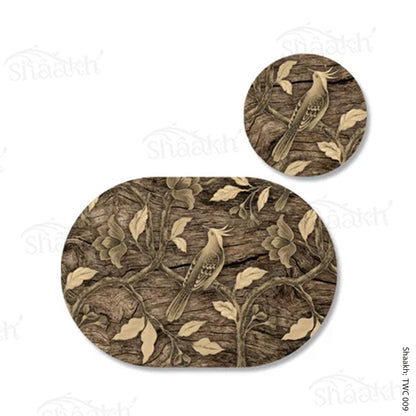 Golden Chinoiserie Coordinated Set | TWC 009 ( 8 Mats, 4 Trivets )