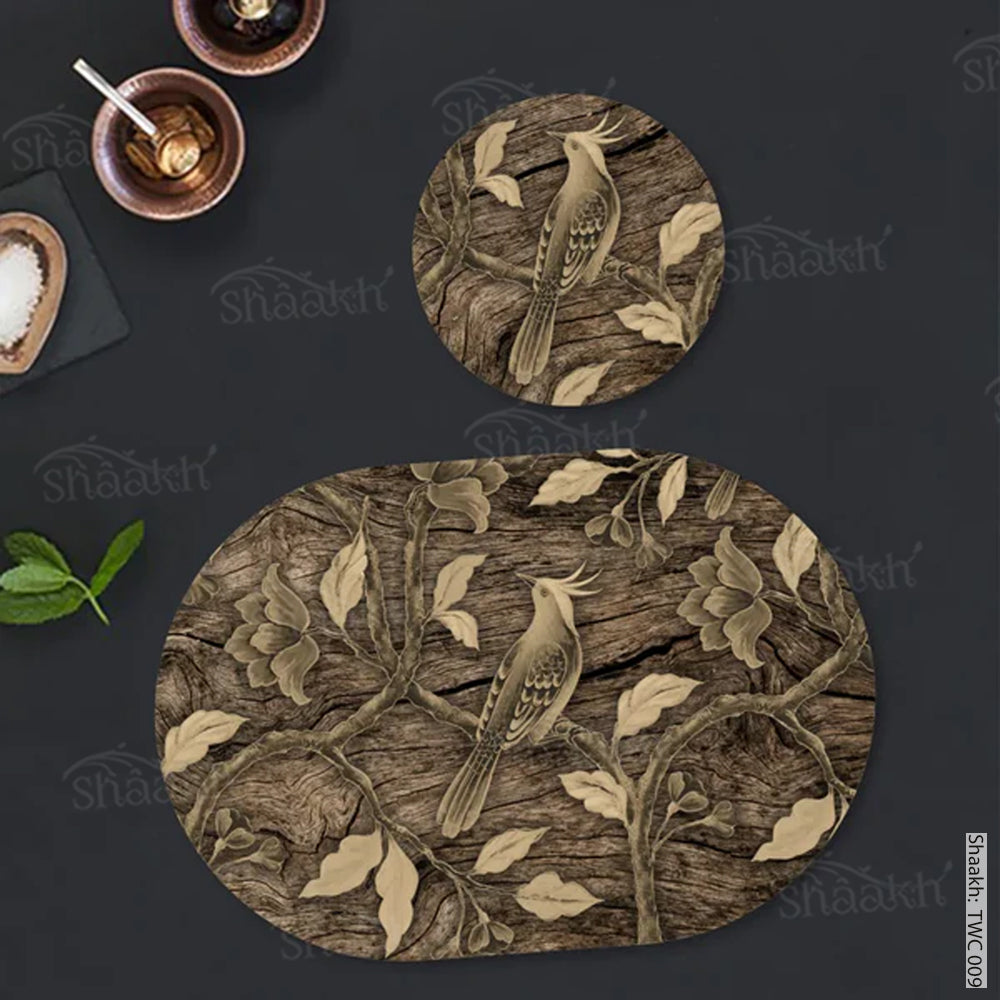 Golden Chinoiserie Coordinated Set | TWC 009 ( 8 Mats, 4 Trivets )