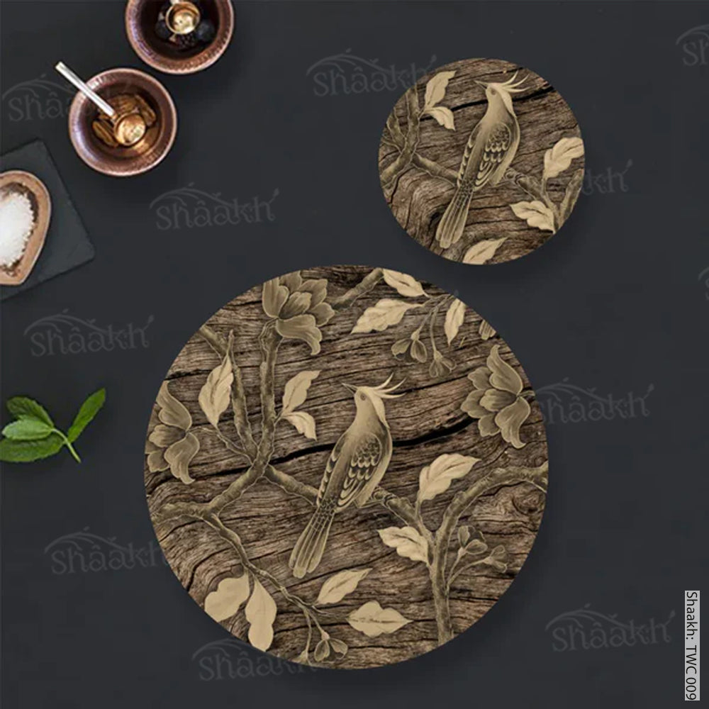 Golden Chinoiserie Coordinated Set | TWC 009 ( 8 Mats, 4 Trivets )