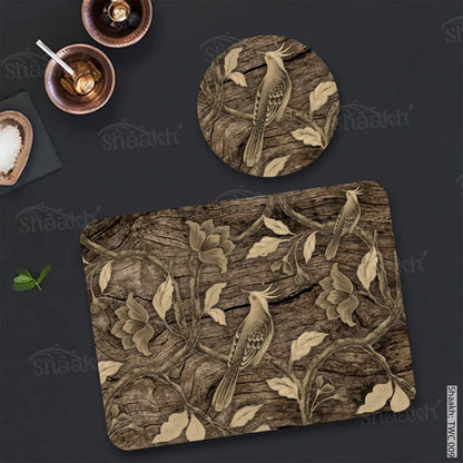 Golden Chinoiserie Coordinated Set | TWC 009 ( 8 Mats, 4 Trivets )