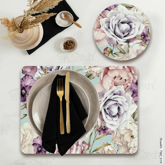 Blooming Blossoms Coordinated Set | TWC 019 ( 8 Mats, 4 Trivets )