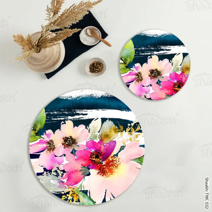 Deconstructed Flowers Coordinated Mats & Trivets Set | TWC 032 ( 8 Mats, 4 Trivets )