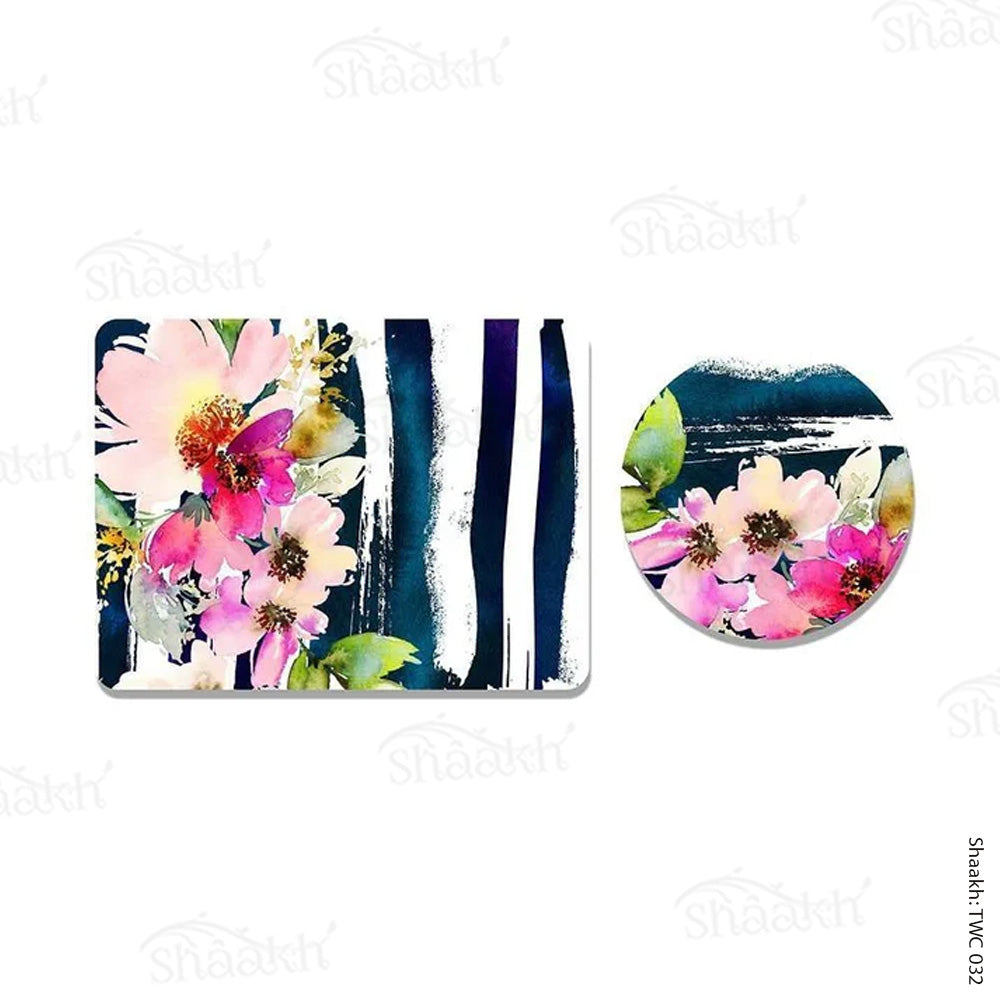 Deconstructed Flowers Coordinated Mats & Trivets Set | TWC 032 ( 8 Mats, 4 Trivets )