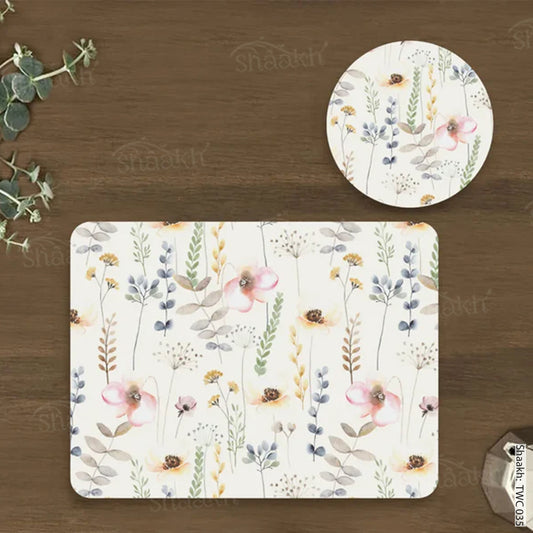 Vintage Flowers Coordinated Mats & Trivets Set | TWC 035 ( 8 Mats, 4 Trivets )