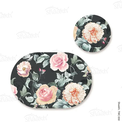 Gorgeous watercolour roses In full bloom Coordinated Mats & Trivets Set | TWC 050 ( 8 Mats, 4 Trivets )