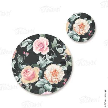 Gorgeous watercolour roses In full bloom Coordinated Mats & Trivets Set | TWC 050 ( 8 Mats, 4 Trivets )