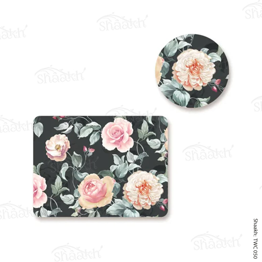 Gorgeous watercolour roses In full bloom Coordinated Mats & Trivets Set | TWC 050 ( 8 Mats, 4 Trivets )