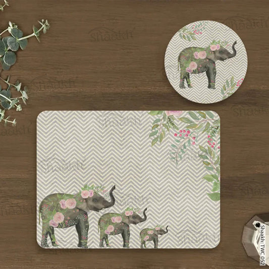 Ele Family Coordinated Mats & Trivets Set | TWC 052 ( 8 Mats, 4 Trivets )