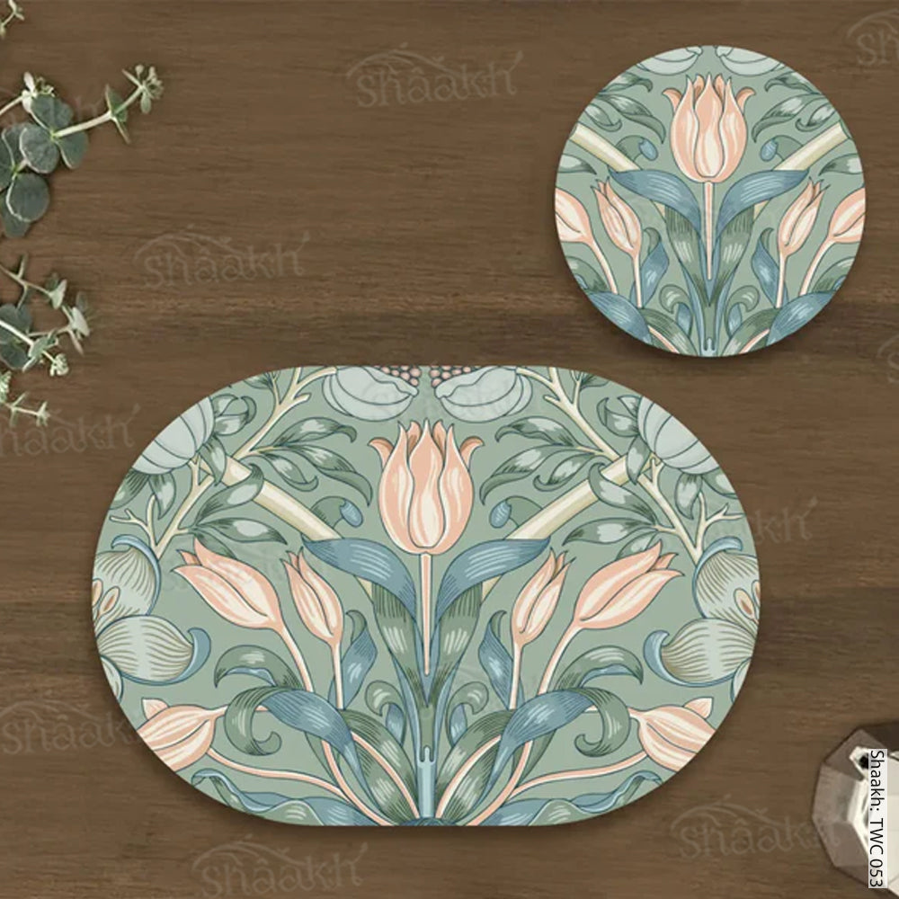 Tulip Mania Coordinated Mats & Trivets Set | TWC 053 ( 8 Mats, 4 Trivets )