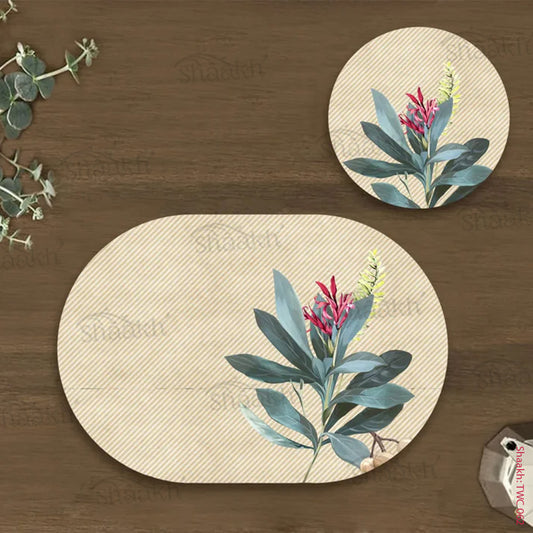 Sage Leaves Coordinated Mats & Trivets Set | TWC 062 (8 Mats, 4 Trivets)