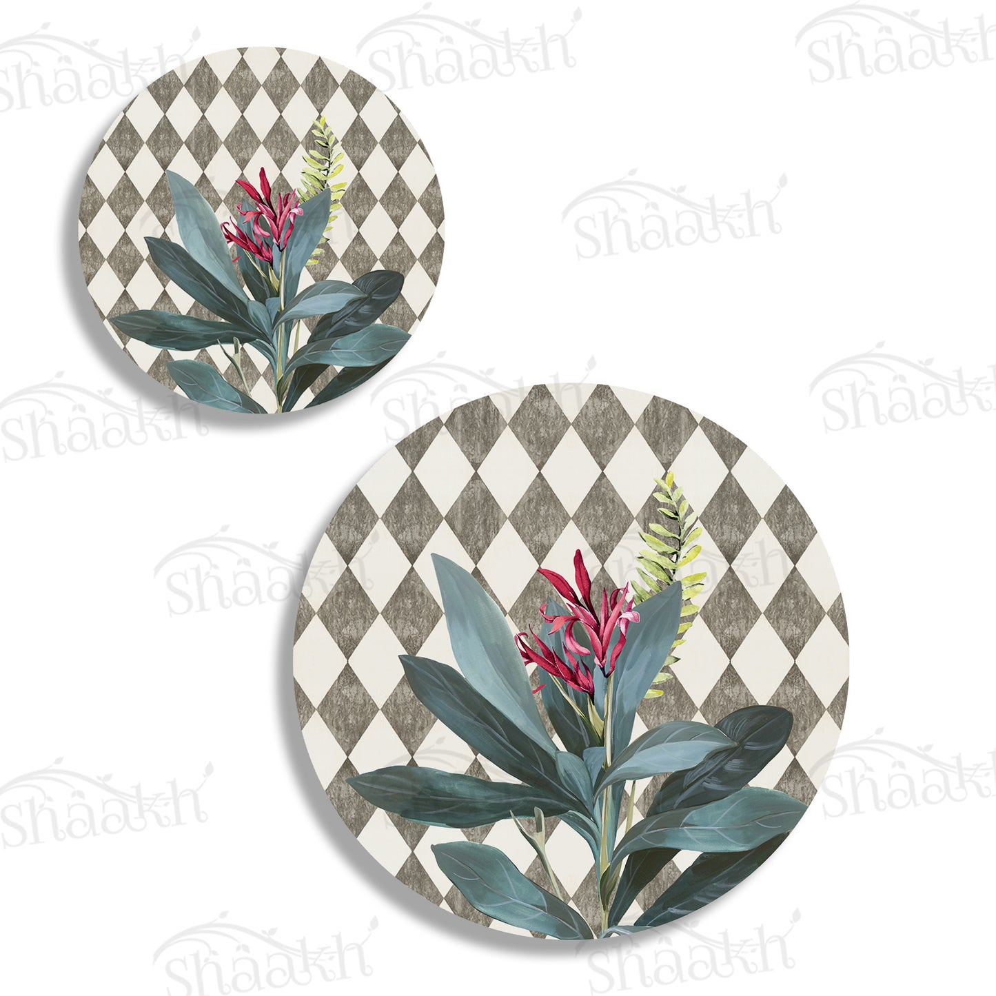 Sage Leaves (Ash Grey) Coordinated Set — botanical design coordinated dining set by Shaakh, handcrafted in India