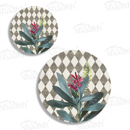 Sage Leaves (Ash Grey) Coordinated Set — botanical design coordinated dining set by Shaakh, handcrafted in India