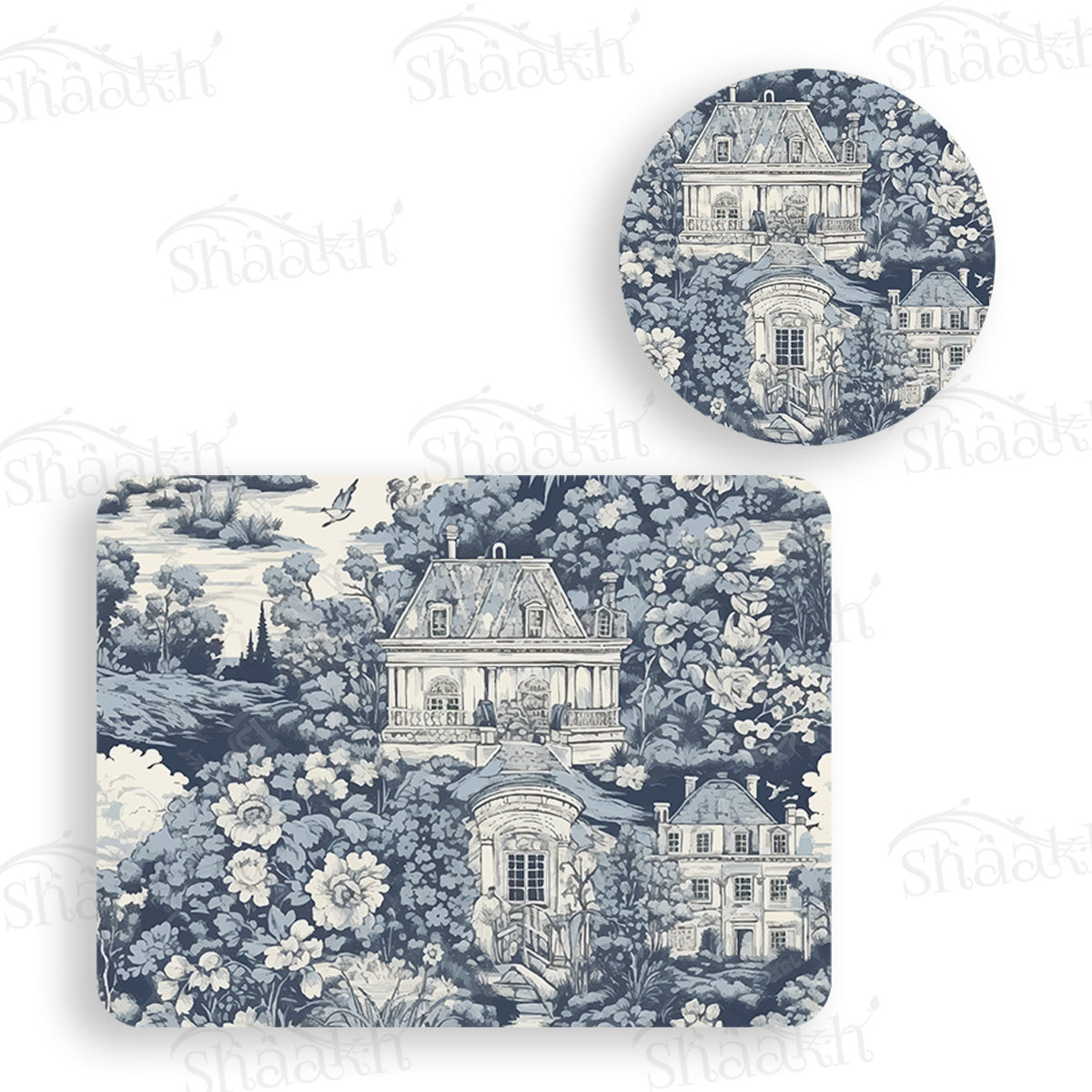 French Toile Coordinated Set — coordinated dining set by Shaakh, handcrafted in India