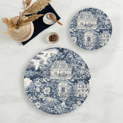 French Toile Coordinated Set — coordinated dining set by Shaakh, handcrafted in India