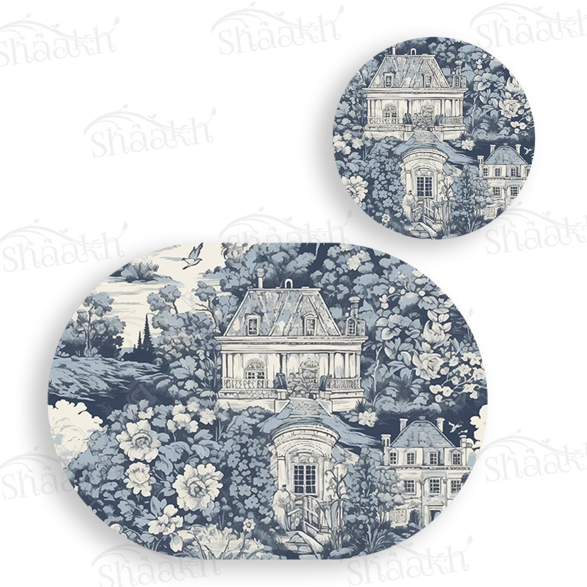 French Toile Coordinated Set — coordinated dining set by Shaakh, handcrafted in India