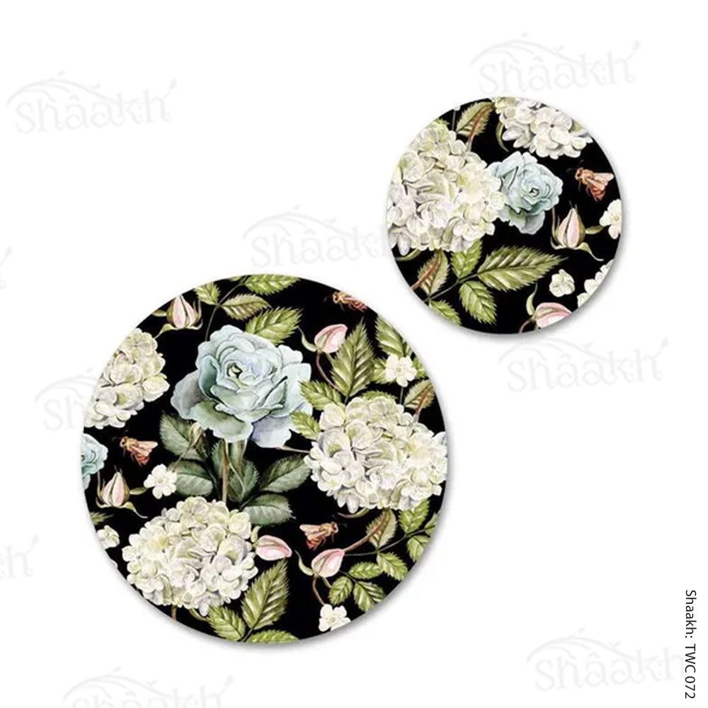 Hydrangeas and Roses Coordinated Mats & Trivets Set | TWC 072 ( 8 Mats, 4 Trivets )