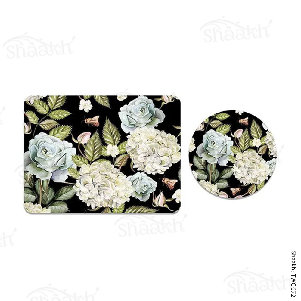 Hydrangeas and Roses Coordinated Mats & Trivets Set | TWC 072 ( 8 Mats, 4 Trivets )