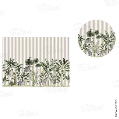 Tropical forest print Coordinated Mats & Trivets Set | TWC 076 ( 8 Mats, 4 Trivets )