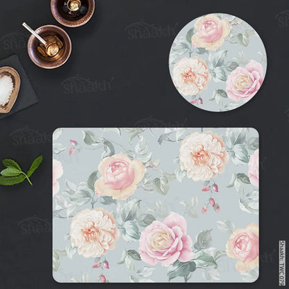 Blooming Roses Coordinated Set | TWC 079 (8 Mats, 4 Trivets)