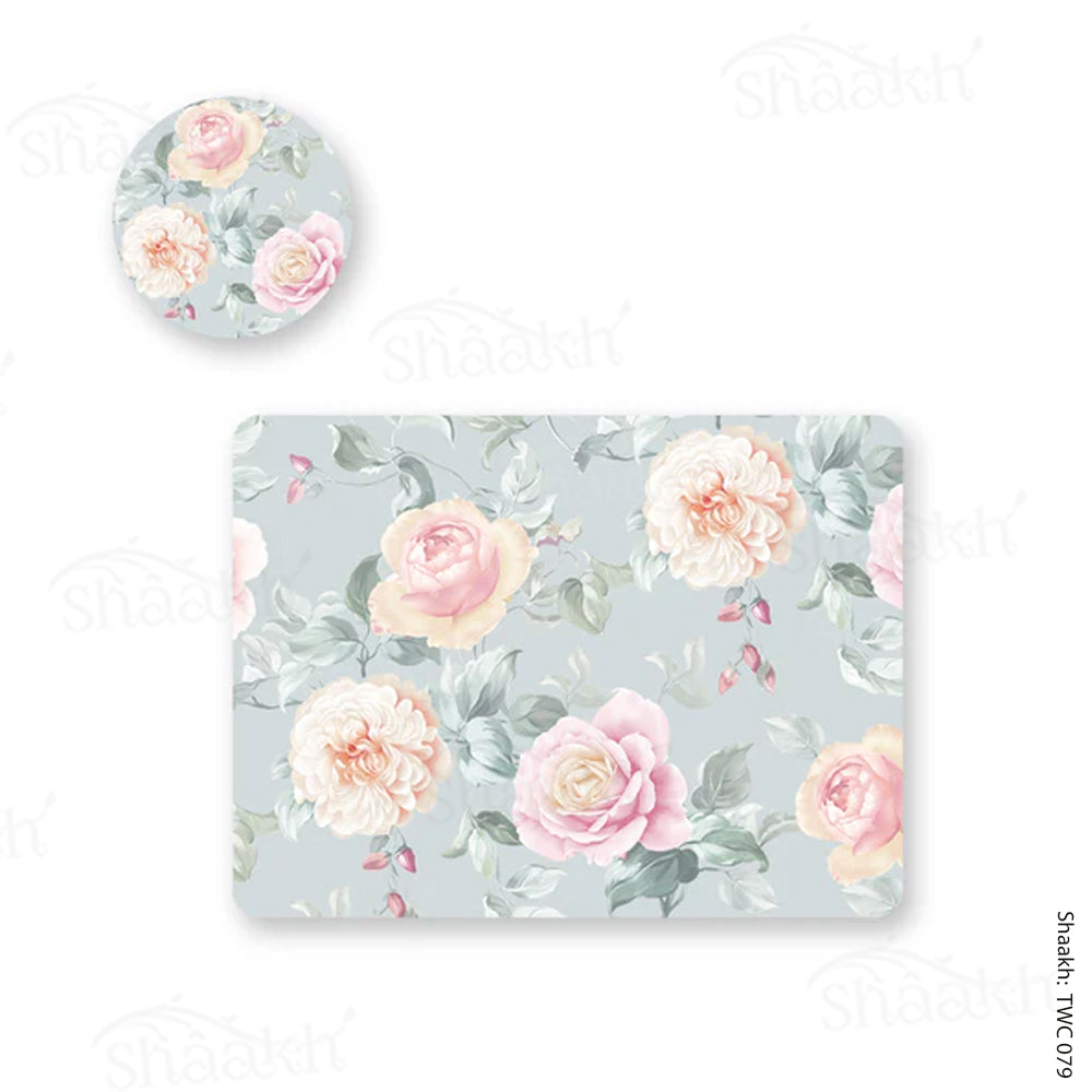 Blooming Roses Coordinated Set | TWC 079 (8 Mats, 4 Trivets)