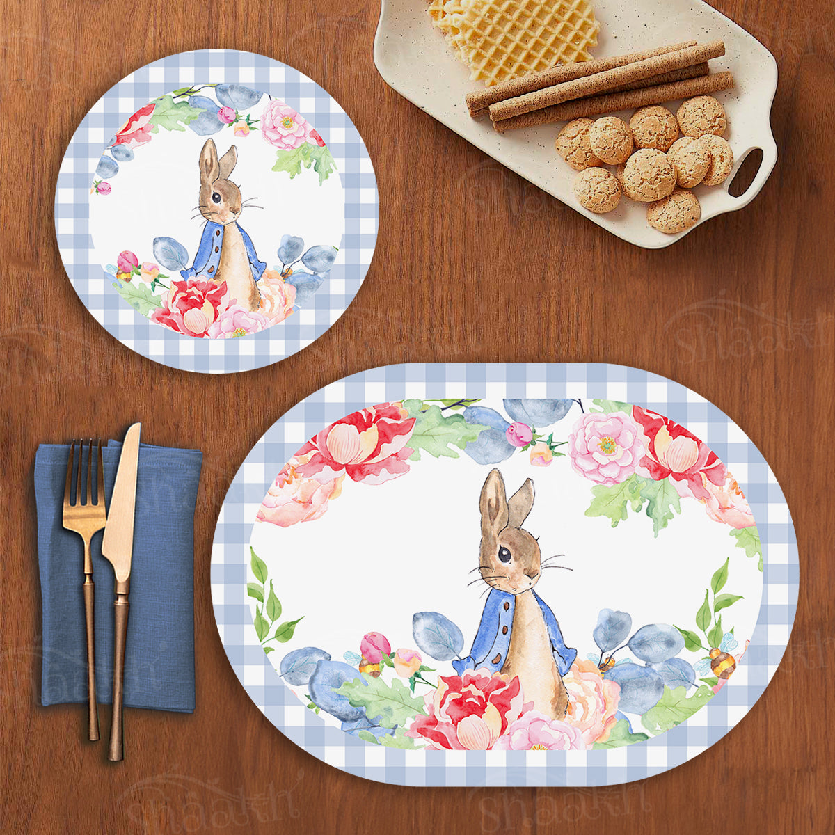 Bunny in Wonderland Coordinated Set | TWC 081 (8 Mats, 4 Trivets)