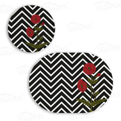 Ethnic Poppy with Modern Twist Coordinated Set | TWC 083 (8 Mats, 4 Trivets)