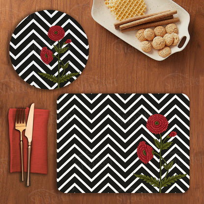 Ethnic Poppy with Modern Twist Coordinated Set | TWC 083 (8 Mats, 4 Trivets)