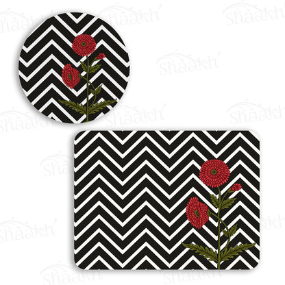 Ethnic Poppy with Modern Twist Coordinated Set | TWC 083 (8 Mats, 4 Trivets)