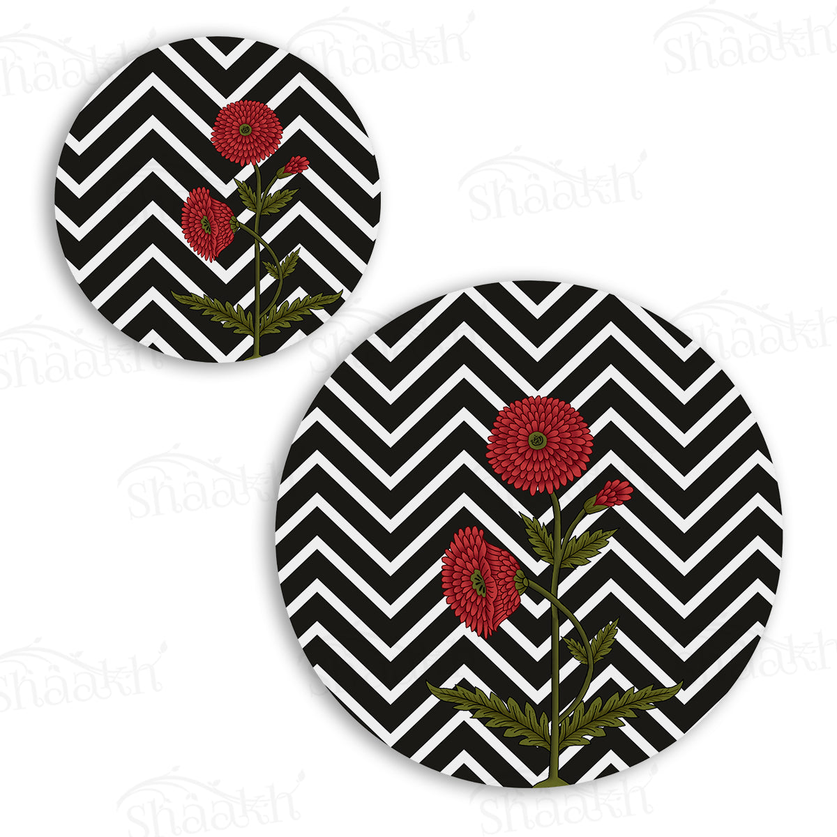 Ethnic Poppy with Modern Twist Coordinated Set | TWC 083 (8 Mats, 4 Trivets)