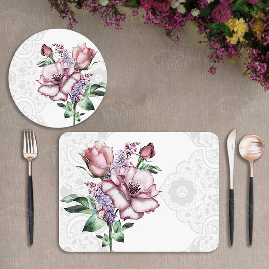 Flowers Bunch Coordinated Set | TWC 087 (8 Mats, 4 Trivets)