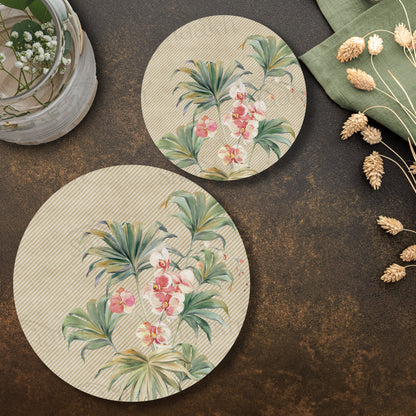 Pastel Orchids Coordinated Set | TWC 089 ( 8 Mats, 4 Trivets )