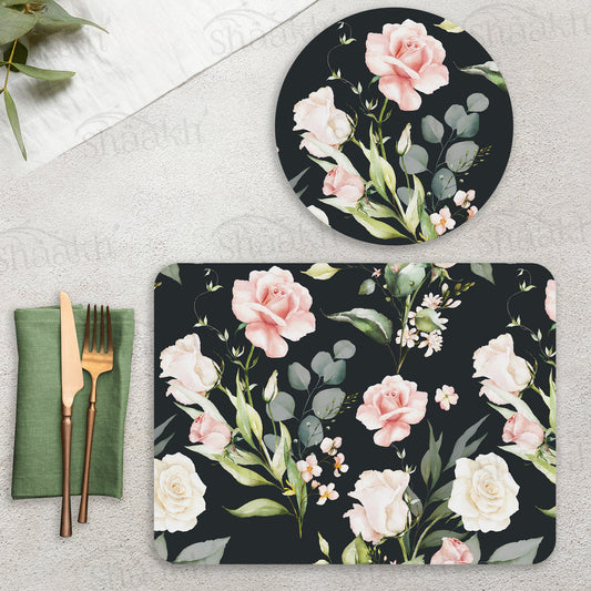 Watercolor Floral Coordinated Set — botanical design coordinated dining set by Shaakh, handcrafted in India