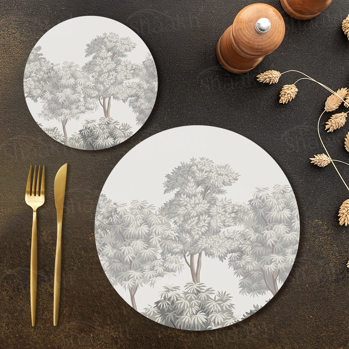 Winter Hues Coordinated Set | TWC 093 ( 8 Mats, 4 Trivets )