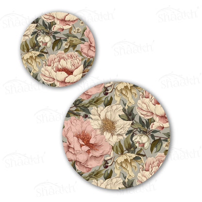 Peonies Elegance Coordinated Set | TWC 094 ( 8 Mats, 4 Trivets )