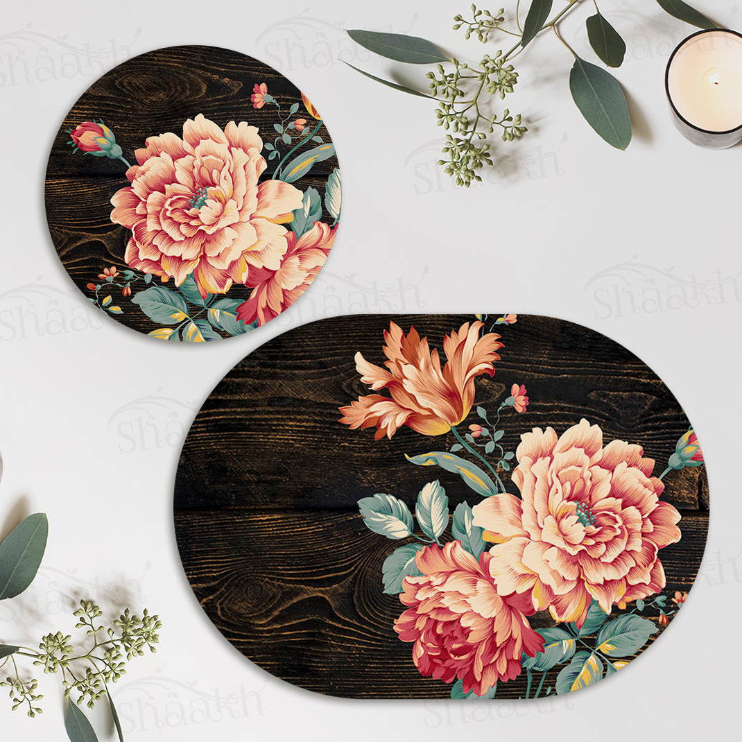 Baroque Art Coordinated Set | TWC 095 (8 Mats, 4 Trivets)