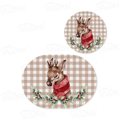 Christmas Deer Coordinated Set | TWC 097 ( 8 Mats, 4 Trivets )