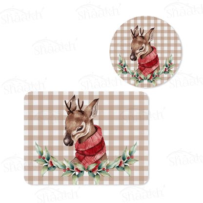 Christmas Deer Coordinated Set | TWC 097 ( 8 Mats, 4 Trivets )